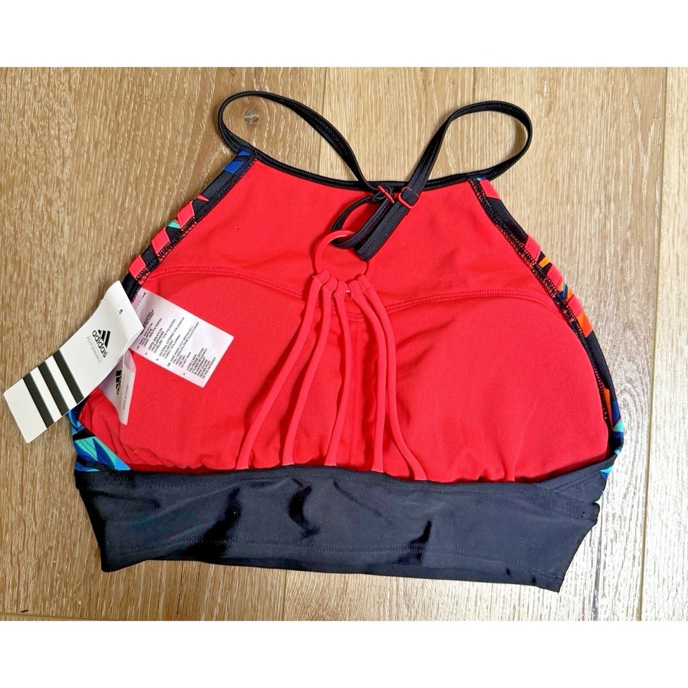 adidas Paradise Crop High Neck Bikini Top Womens Size 8 NWT Floral Swim Top - Picture 4 of 6